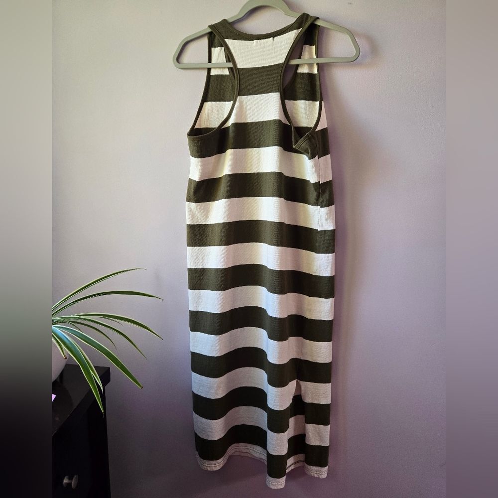 MOD REF Olive Green Striped Racerback Maxi Dress with Pocket - Size M - Picture 6 of 8